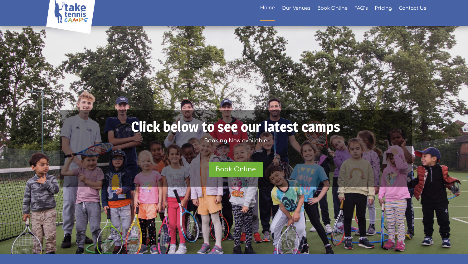 Take Tennis Camps website